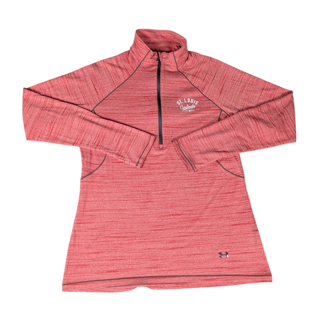 Under Armour St Louis Cardinals MLB Quarter Zip HeatGear Red Heather Pullover